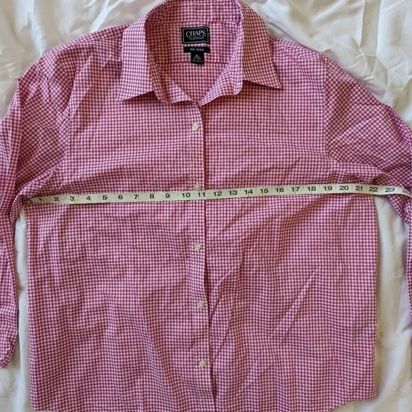 Chaps 100% COTTON Pink Gingham Checkered Button Up Casual Classic Fit Shirt XL - Picture 7 of 12